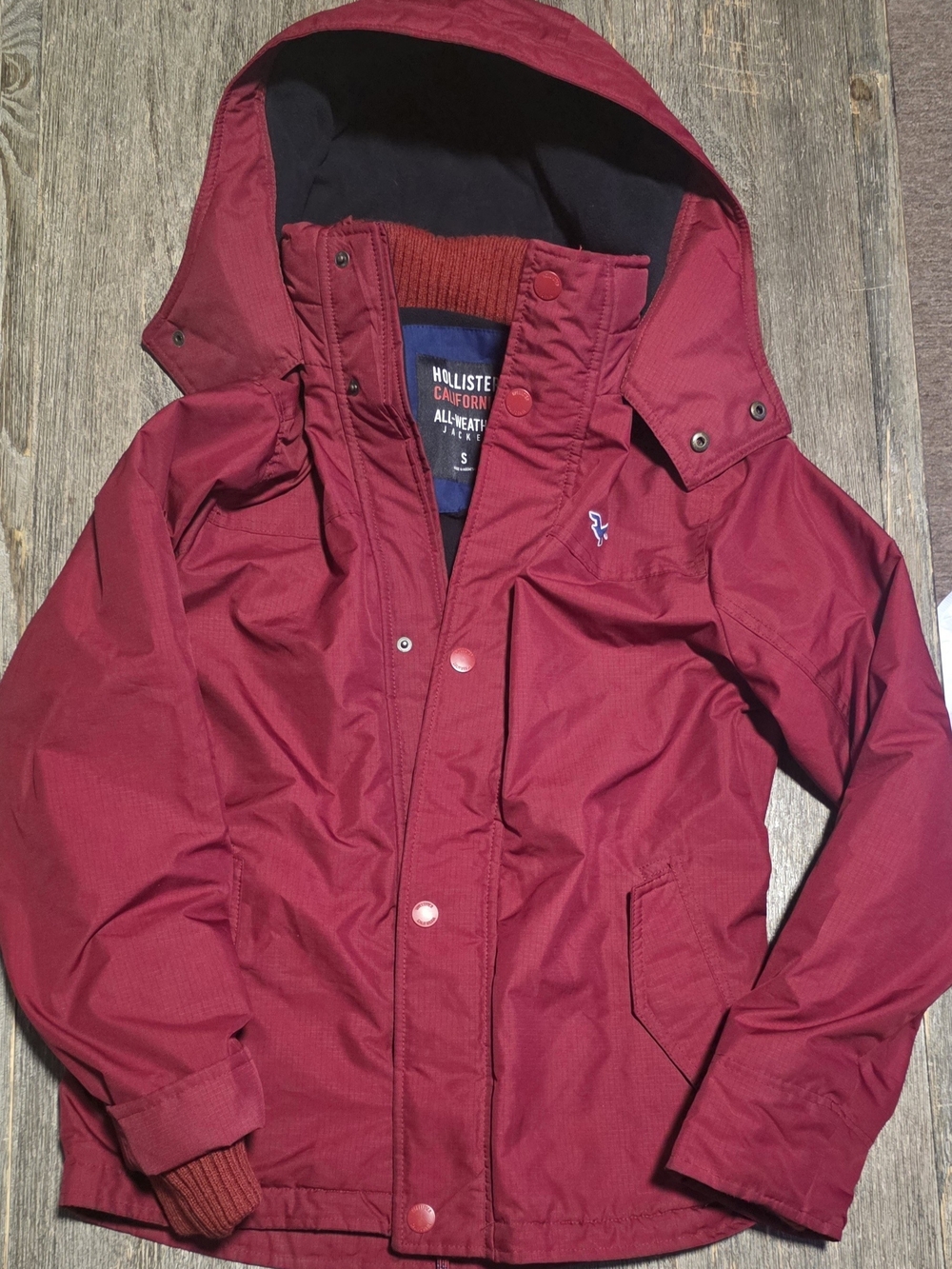 Hollister Men's Red Hooded Jacket
